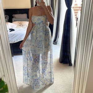 Baby blue floral maxi dress